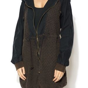 FREE PEOPLE Eyelet zip up hooded jacket